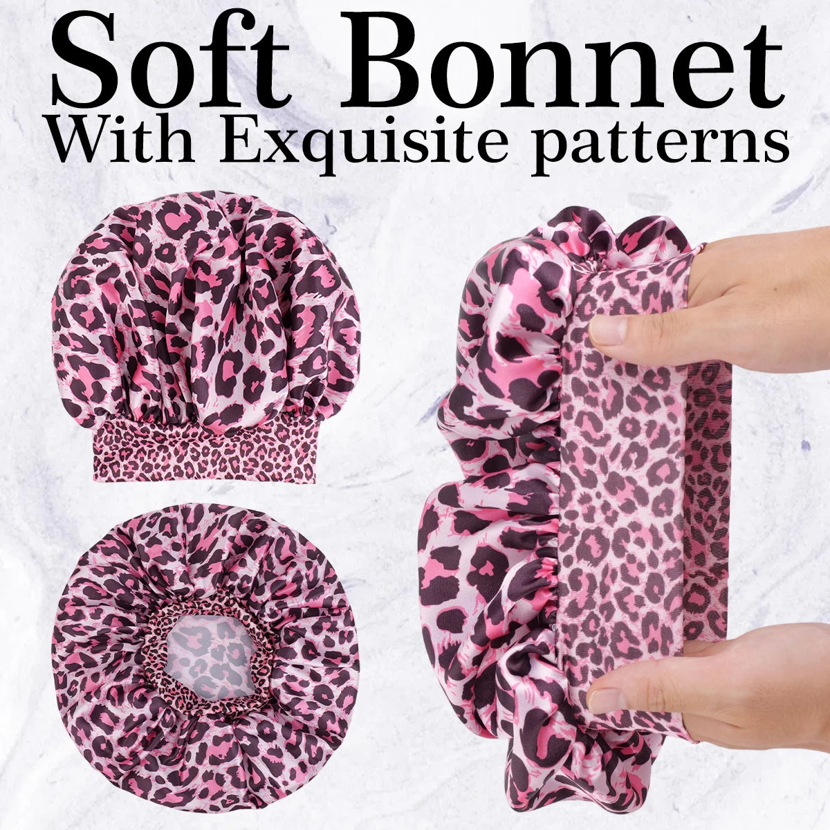 5 Colors Luxurious Women's Satin Sleep Bonnet All-Over Leopard  Nightcap for Hair Care And Fashion Style