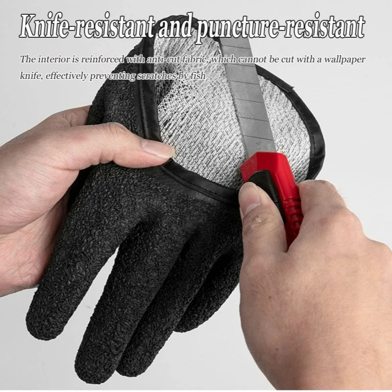 2 PCS Set Fishing Catching Gloves Magnet Release Anti-Slip Protect Hand From Puncture Scrapes Waterproof Fishing Gloves Home Gardening Gloves