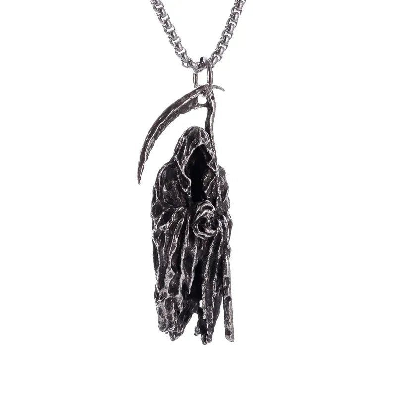 26 Types Gothic Hell\'s Grim Reaper Scythe Pendant Mystical Demon Skull Necklace Men\'s Motorcycle Punk Rock Halloween Jewelry
