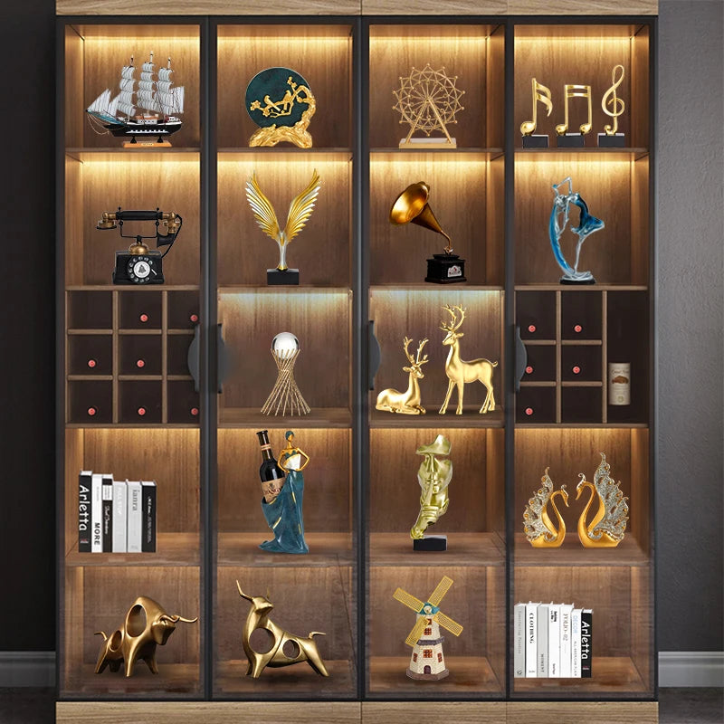 Home Decoration Luxury Accessories Feng Shui Gold Statuette Study Desk Ornaments Luxury Living Room Decoration Figurines Interior
