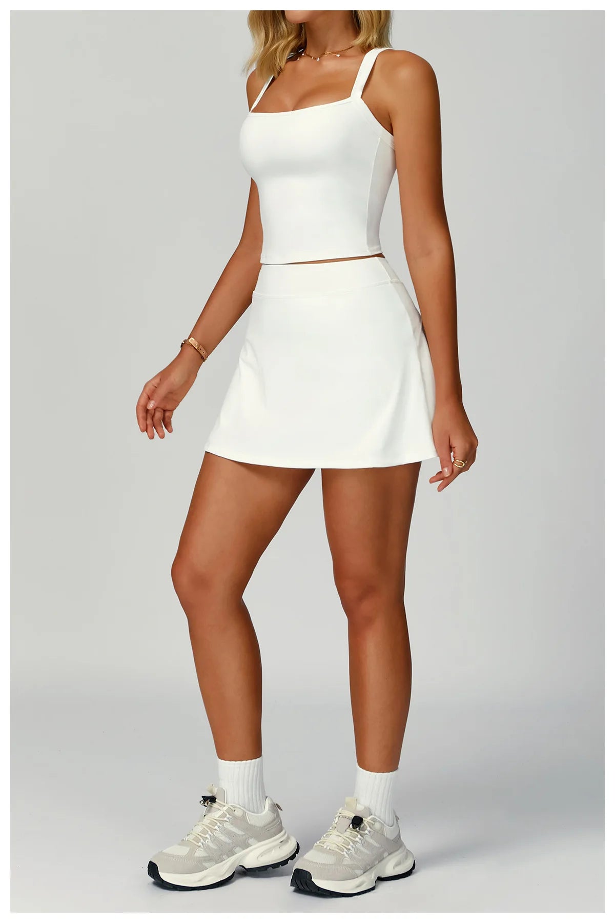 2PCS Set S-XL Set 5 Colors Women's Tracksuit Sexy Sport Bra High Waist Sports Short Skirt Badminton Tennis Golf Suit Gym Fitness Sleeveless Workout Suit Sportswear