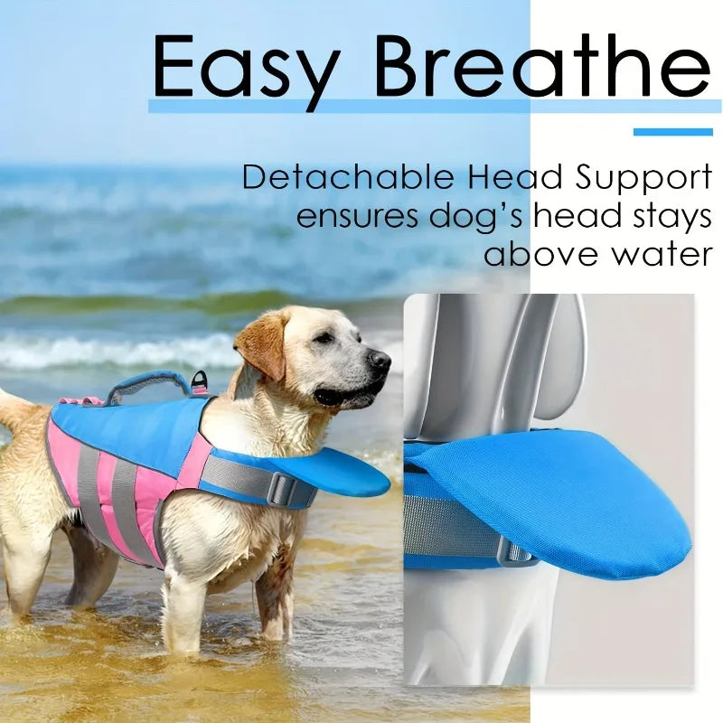 XS-XL 4 Colors Dog Life Jacket Adjustable Dog Life Vest Reflective Dog Life Vest with Handle for Small To Large Breeds Swimming Boating Pets Safety Supplies