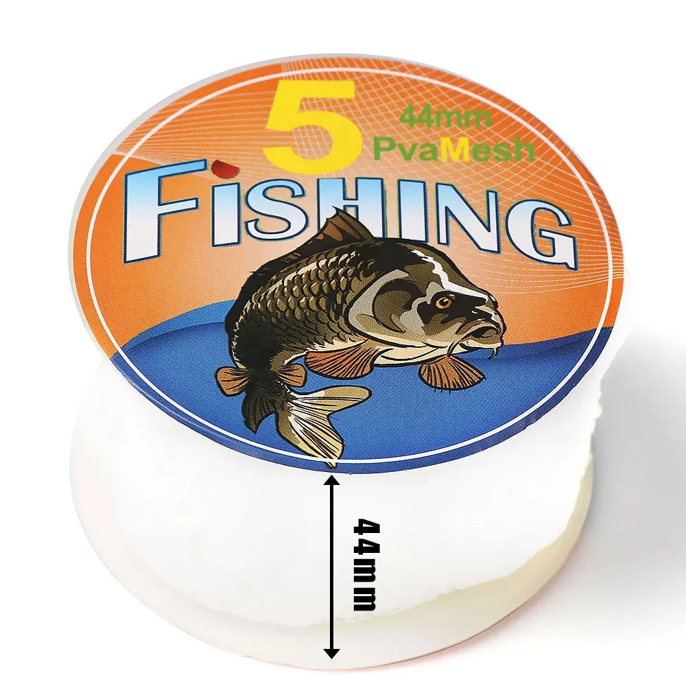 5M/20M Soluble PVA Mesh Refill Carp Fishing Feeder Fishing Lures Refill Rig Hook Bait Wrap Bags 25/37/44mm Bag Fishing Accessories