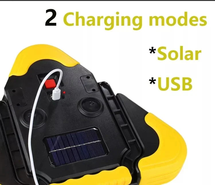 NEW Tripod Warning Light LED Multi-Function Car Emergency Light USB Phone/Solar Charging Car Triangle Safety Warning Sign with Camping Light Car Accessories