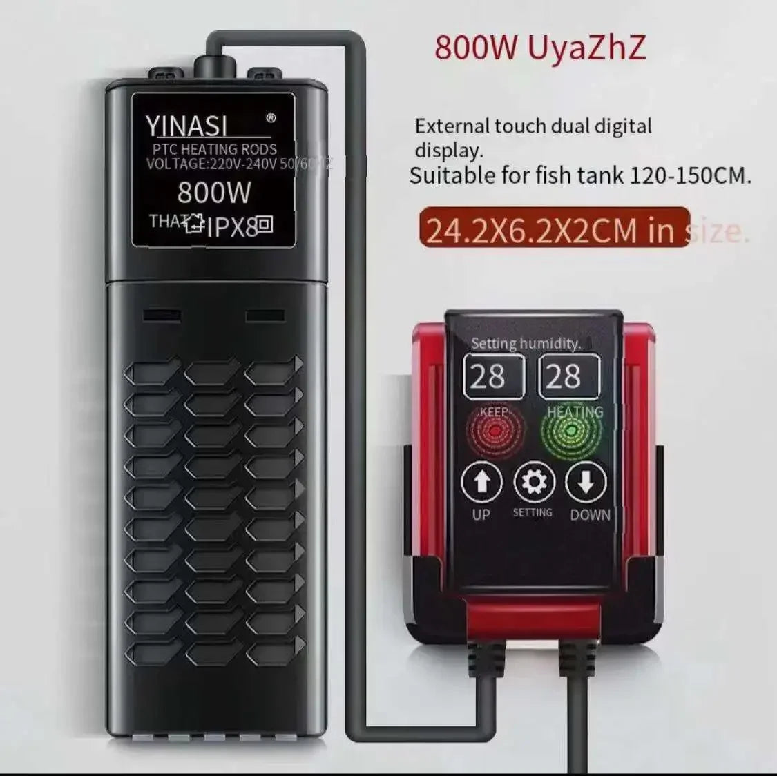 NEW Arrivals 1000W Aquarium Submersible Heater Fish Tank LCD Display Thermostatic Adjustable Water Heating Rod Constant Auto Temperature Aquarium Accessories