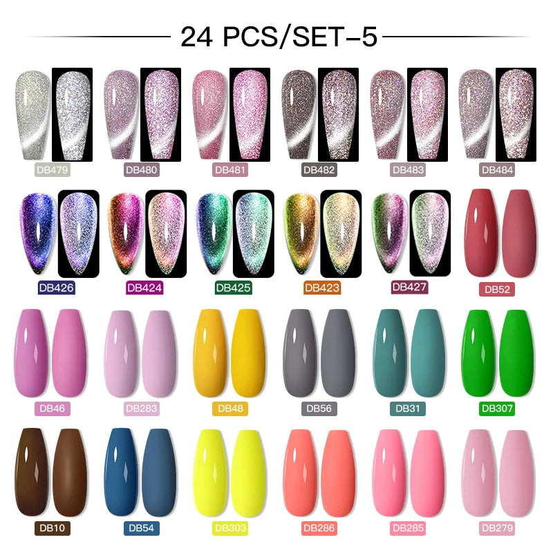 NEW Arrivals 24/40.120PCS Set Colors Gel Nail Polish Set Semi Permanent Hybrid Gel Varnish Set Base Top Coat Soak Off UV LED Nail Gel Kits Manicure Pedicure Accessories Nail Care Tools Sets Cosmetic Supplies