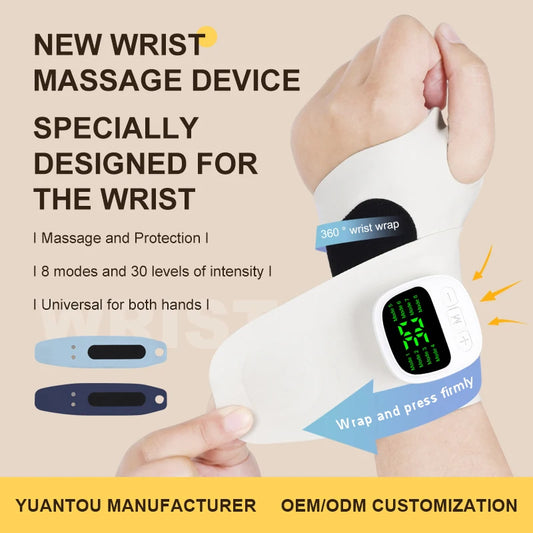 NEW Arrivals Electric Cordless 2 Colors Wrist Massager USB Rechargeable Vibration Relieves Tenosynovitis Massager for Carpal Tunnel Fatigue Pain Relief