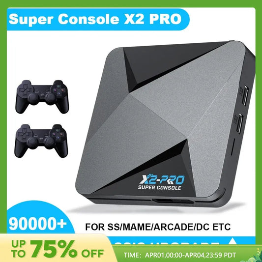 KINHANK Retro Video Game Console Super Console X2 Pro with 90000 Video Games for PS1/DC/MAME/SS with Gamepad Kid Gift Game Box