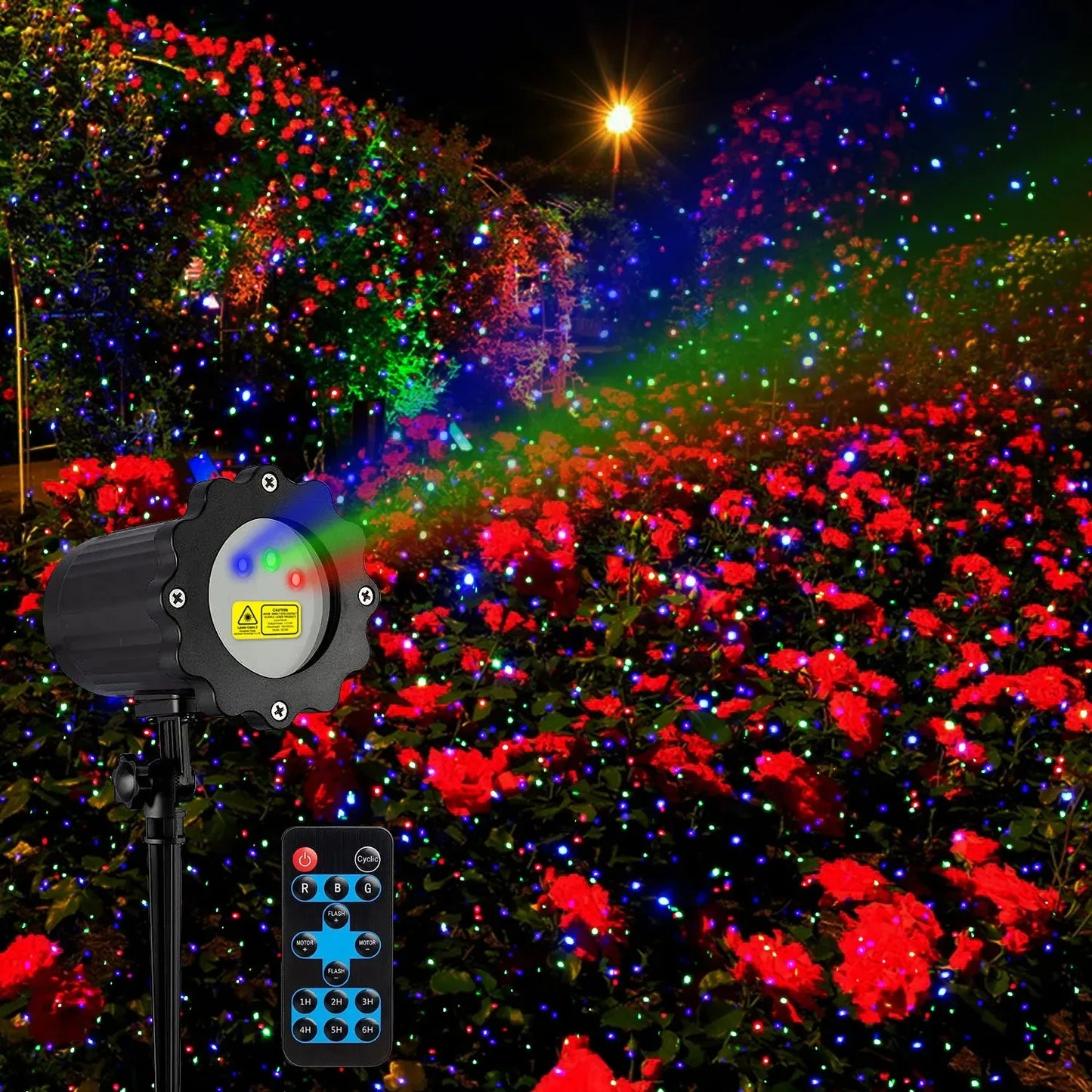 For Home Villa Dynamic Colorful Firefly Projection Lamp with Remote Control Light Adjustment Outdoor Waterproof Courtyard Lawn Garden Landscape Projector Lights System