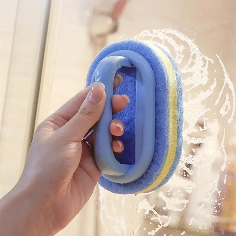 2 PCS Set Kitchen Bathroom Cleaning Sponge Cleaning Brush Handle Tools Household Accessories Perfect For Glass Wall Toilet Ceramic