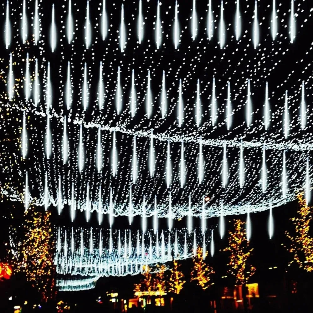 NEW Arrivals Meteor Shower Rain Lights Falling Raindrop Fairy String Light Icicle Lights for Outdoor Indoor Halloween Christmas Holiday Decoration