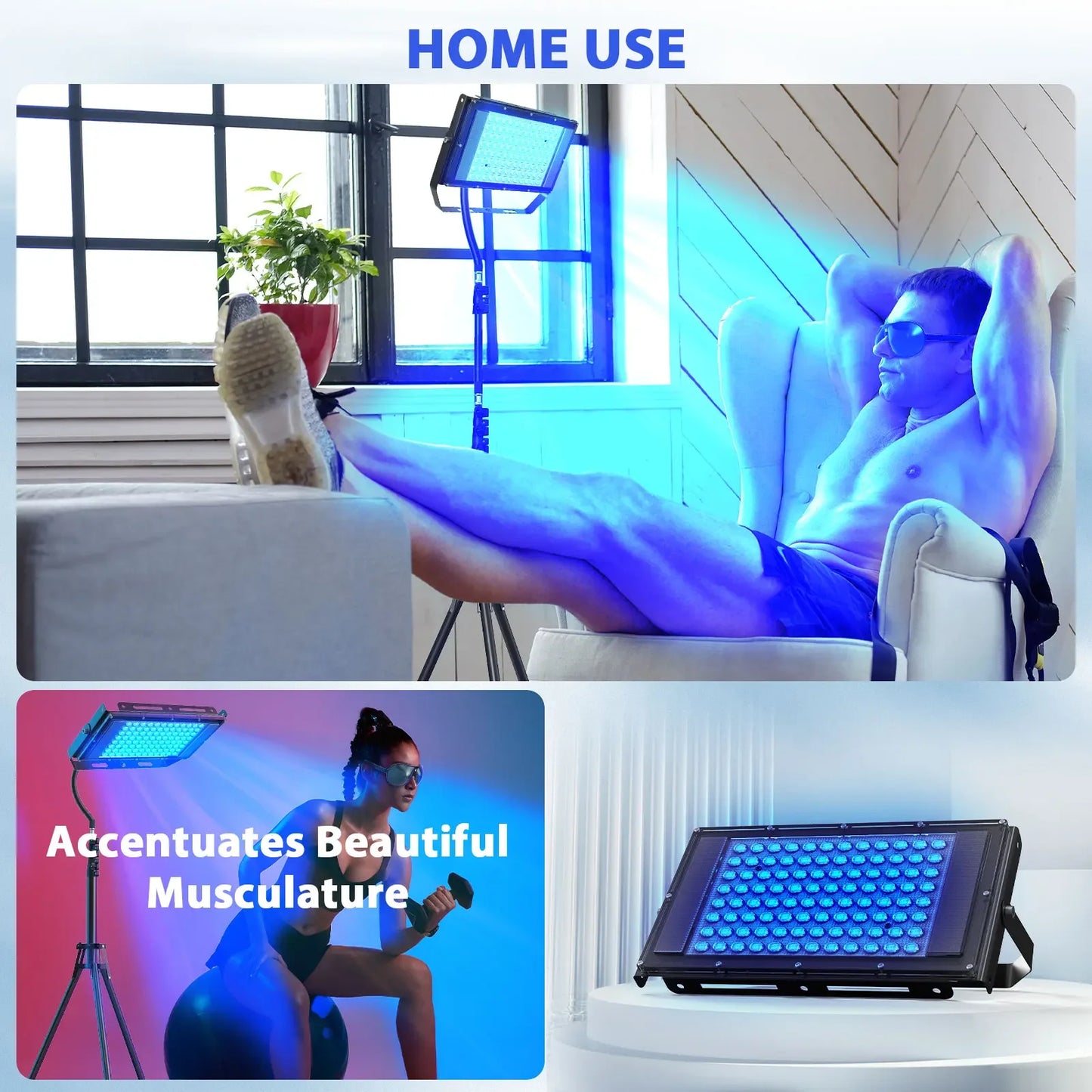 UV Solarium Lamp for Tanning Body Adjustable Stand，460nm&480nm Purple Light Ultraviolet Tanning Device for Skin Care Tanning