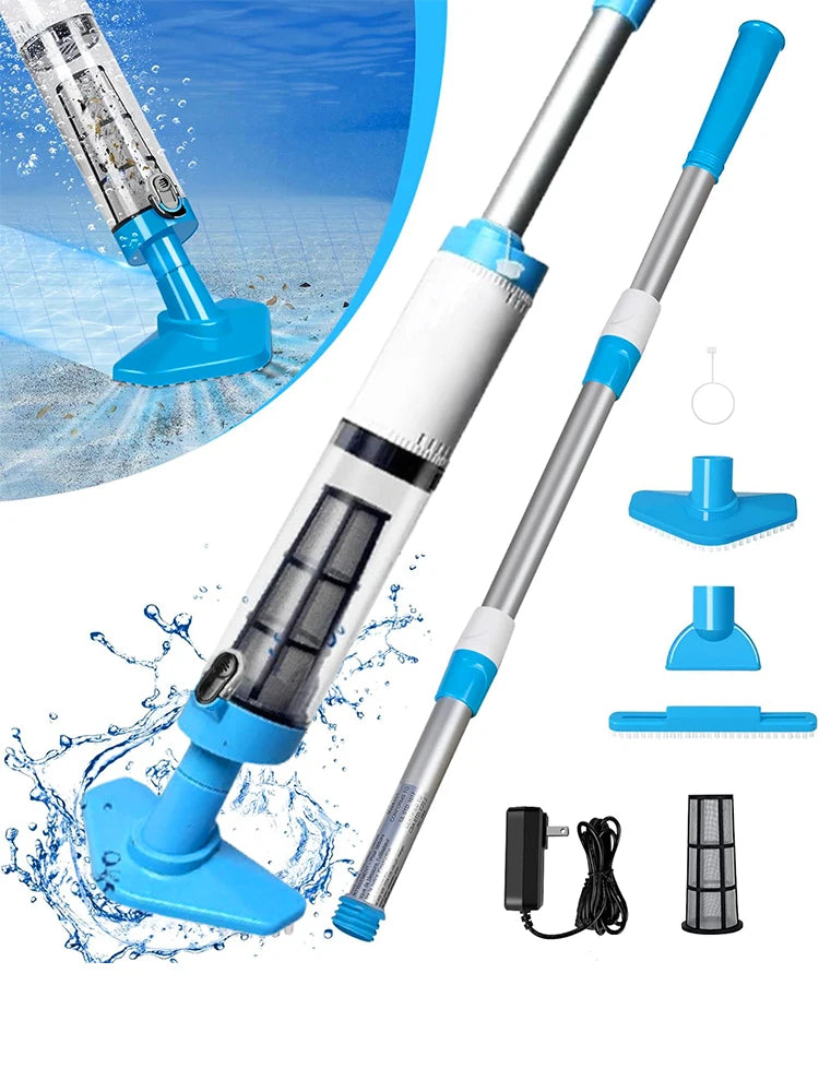 NEW 3 in 1 Set Professional Cordless Rechargeable Water Pool Vacuum Cleaner Handheld Pool Cleaner Suitable For Spa Center Bathtub Sand Debris Home Cleaning Supplies