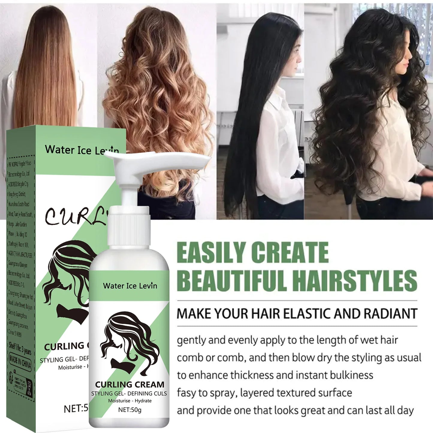 NEW Curly Hair Styling Korean Cream, Moisturizing and Smoothing Formula, Enhances the Elasticity and Shine of Curly Hair, Easy to Set Women Hair Care Accessories