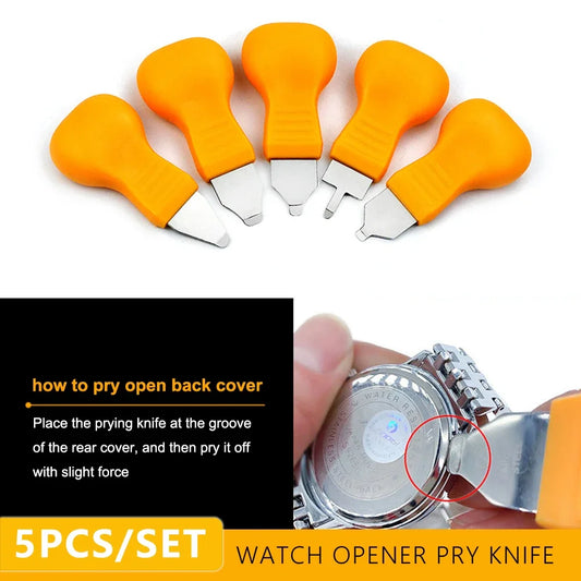 NEW Arrivals 5PCS/Lot Set Watch Repair Tools Kit Watch Pry Knife Case Opener Back Cover Remover Wrench Replacement Opening Tool Accessories