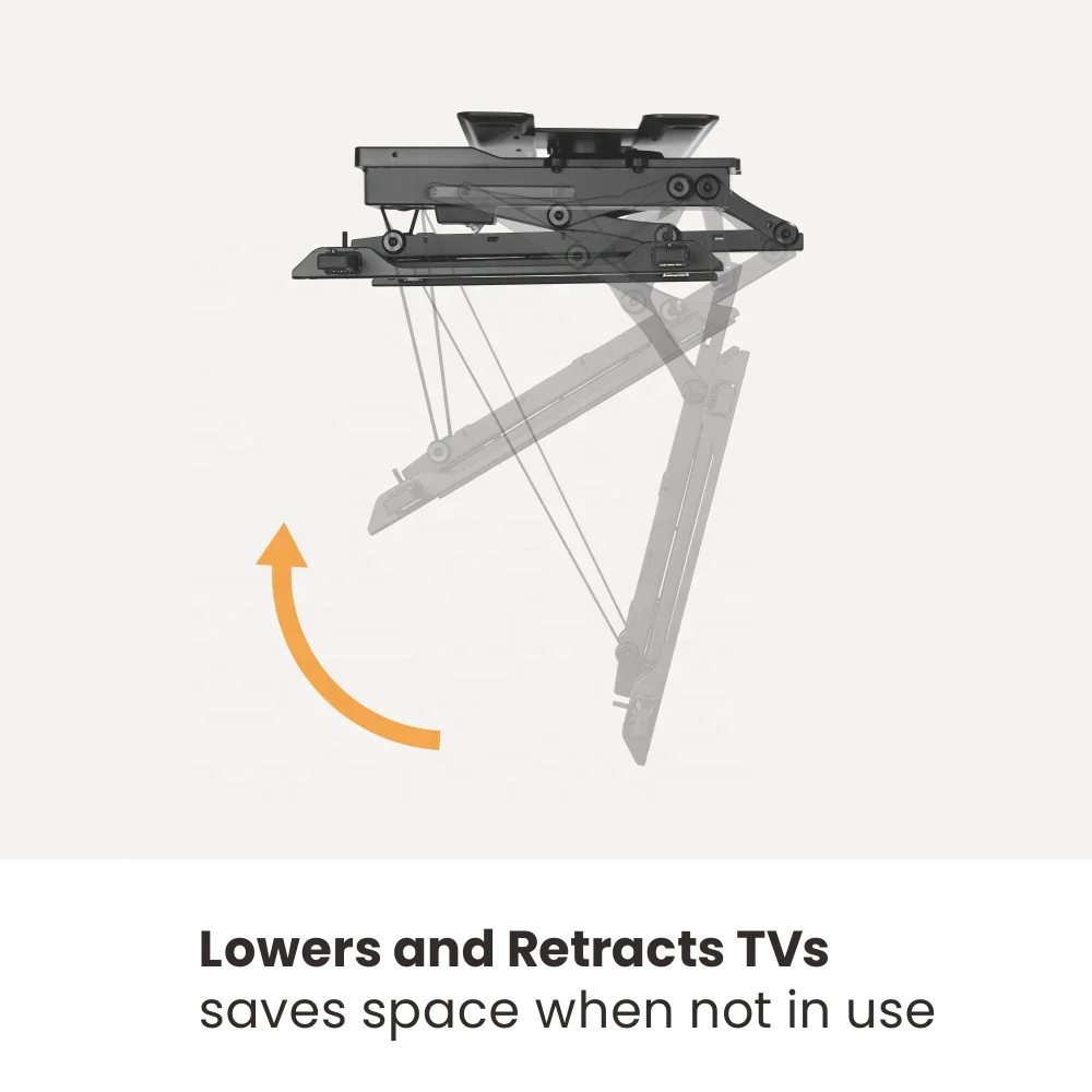 Adjustable Remote Control Retractable Motorized Lift Flip Down Pitched Roof Ceiling Folding Electric TV Wall Bracket Mount