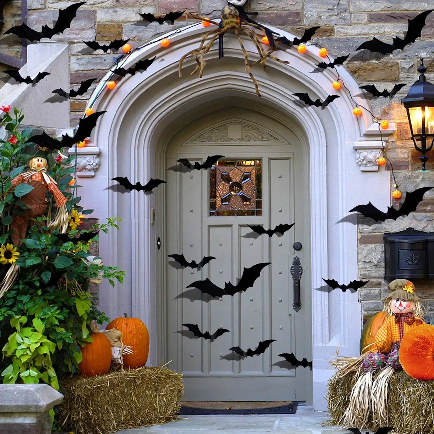 180-215PCS 3 Bags Halloween 3D Bat Decoration Plastic Bat Wall Stickers Furniture Window Yard Sign Decoration Outdoor Lawn Spooky Party Decoration