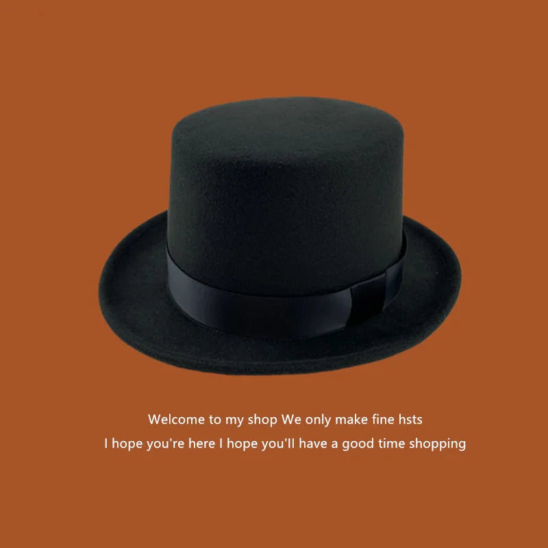 NEW Arrivals British President Men Luxury Top Hat Presidential High Hat British jazz Top Multi-Colors Hats Gentleman Evening Wedding Party  Flat Felt Hat Formal Tuxedos Costume Apparel Accessories Male Luxury Fashion Clothing