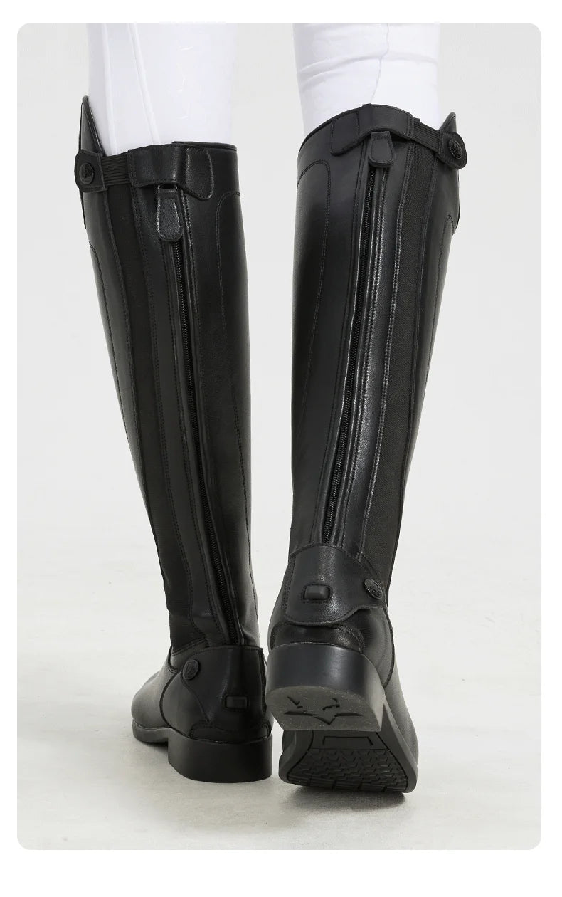 Riding Leather Boots 38-44 Size Cowhide Long Stretch Cowboy Men's and Women's Horse Riding Obstacle Boots Equestrian Footwear Supplies