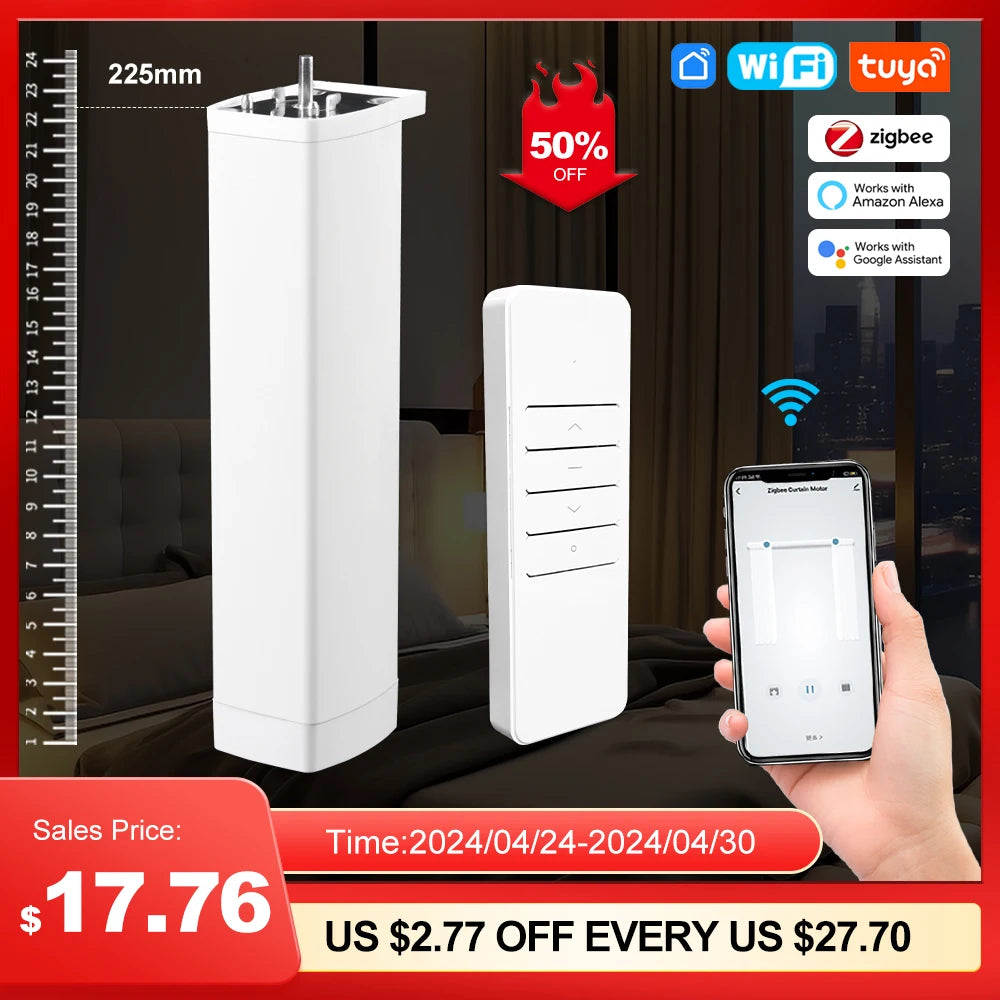 Generation 3 Shorter TUYA life WiFi/ZIGBEE Smart Electric Curtain Motor Intelligent Support Voice Control Alexa Google Assistant