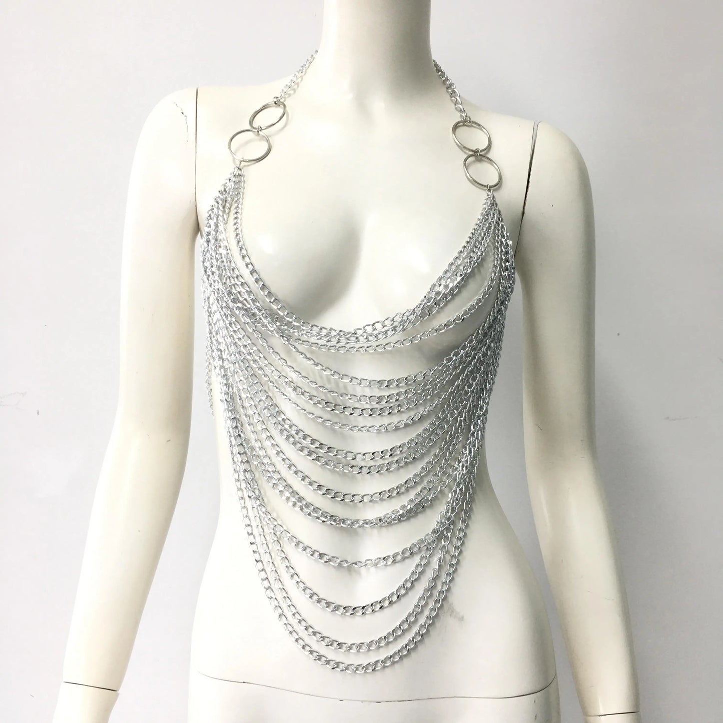 Gold/Silvery Color Backless Women's Sexy Tanks Tops  & Camisole Metal Chain Tassel Top Y2k Clothes Halter Neck Sexy Tops Sexy Woman Clothing Crop T-Shirt Cami