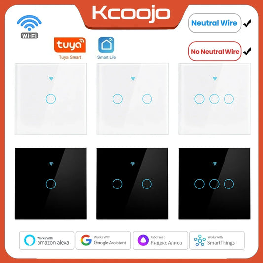 TUYA WIFI EU Smart Switches 1/2/3/4Gang Touch Light Switch Wall Sensor 433mhz RF Switches Smart Life for Alexa Google Home Alice
