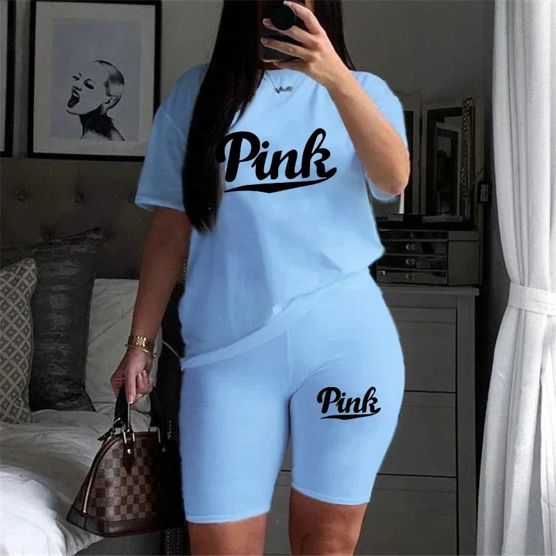 NEW Arrivals 2PCS Set S-3XL 8 Colors Woman Clothing Casual Women Tracksuit Short Sleeve Daily Summer Shorts T-Shirts O-Neck Matching Sets Women's Sports Apparel Suppliies