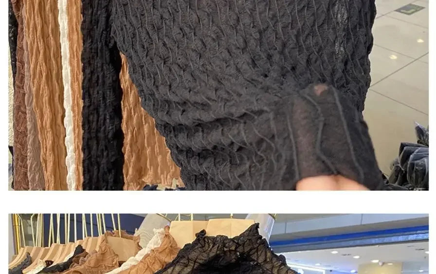 NEW Arrivals S-2XL 6 Colors European Style Polo/Turtle Neck Lace Base Layer Top Women's Long Sleeve 2021 Spring Autumn Thin Versatile Transparent Inner Top