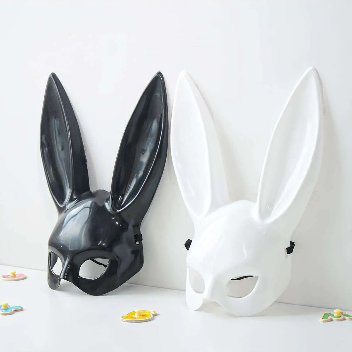 Black White Rabbit Mask Halloween Party Decoration Party Long Ears Rabbit Bunny Mask Costume Cosplay