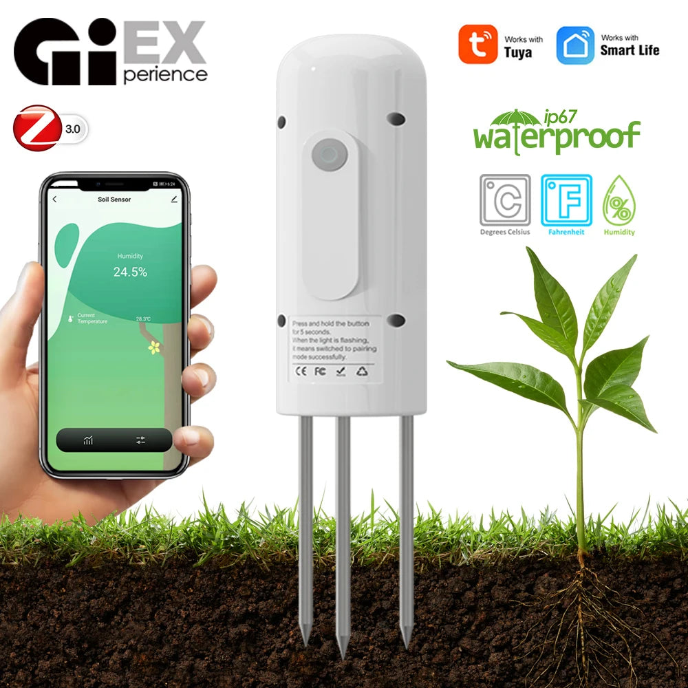 Plant Monitor Outdoor Soil Temperature Meter Moisture Humidity Tester Sensor Garden Automation Irrigation TUYA Detector