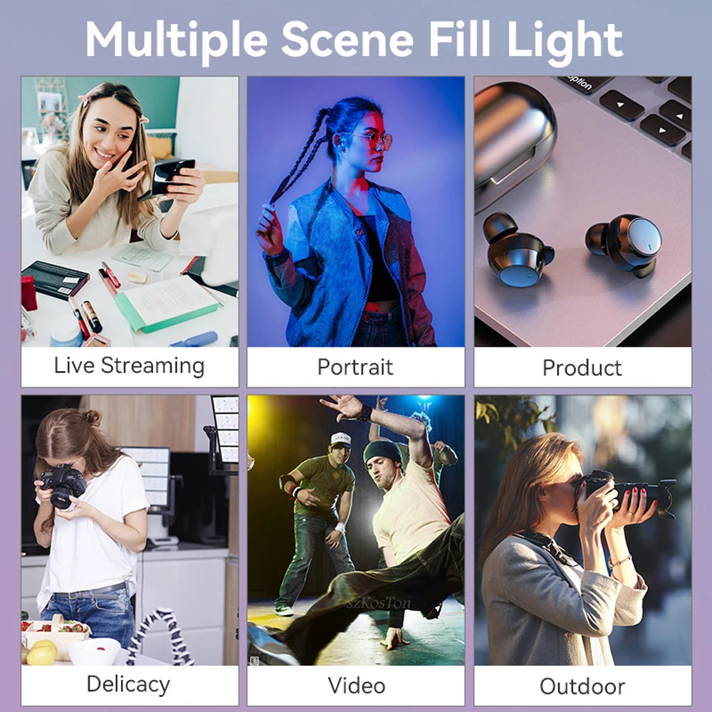 Video Led Light Photography Selfie Dimmable Video Fill Light for Photo Studio Live Stream Fill Lamp for Tiktok Youtube
