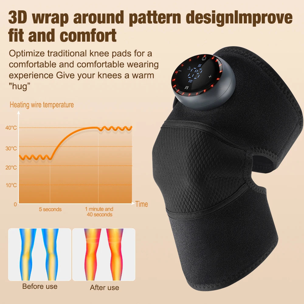 NEW 1-2 PCS Set 4000mAh Rechargeable Knee Massager 3 Gear Vibration Massage Adjustable Shoulder Brace Electric Heating Pads Leg Knee Warmer Health Care Supplies