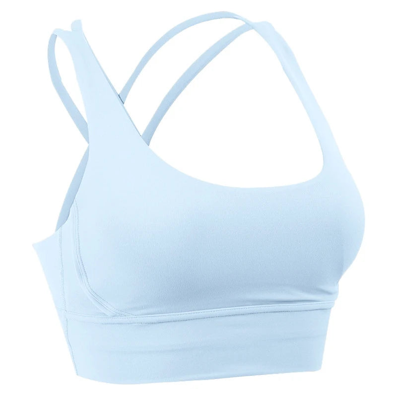 14 Colors S-XL New Push Up Sports Bra Yoga Vest  Cross Back Fitness Sexy Padded Top Gym Shock Absorbing Running Breathable Crop Top Sportswear