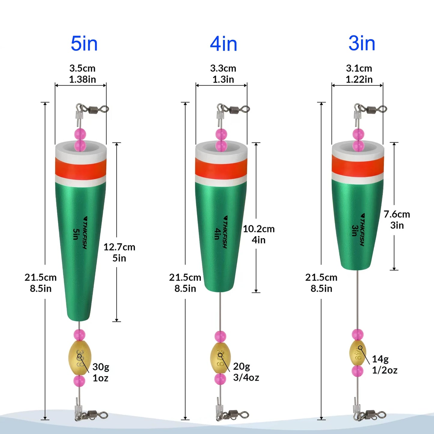 NEW Arrivals  Fishing Float 5Inch Rig EVA Foam Weighted Bobber Buoys Freshwater Sea Boat River Fishing Popping Cork Floats Rig With 20g 30g Sinker Fishing Accessories