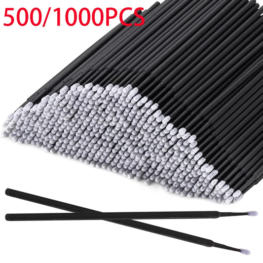 500/1000PCS 4 Colors Eyelash Wool Fiber Cleaning Brush Highly Colorful Crystal Brush Eyelash Micro Brush Beauty Makeup Clean Remover Tool Women Cosmetic Accessories