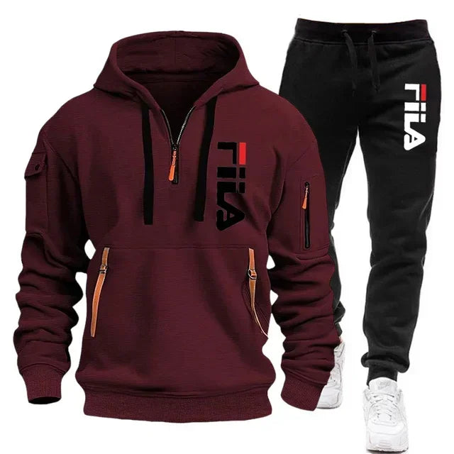 NEW Arrivals 2PCS Set S-3XL 4 Colors Spring and Autumn Street Men's Zipper Hoodie + Pants Outdoor Running Hiking Gym  Multi-Pocket Men's Casual Pullover Suit Sports Apparel Products