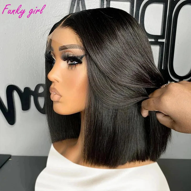 NEW Arrivals 13x4 Straight Lace Frontal Bob Wig 8-14 Inches Pre Plucked 100% Real Human Hair Wigs Brazilian Remy Bone Straight Bob Super Sale