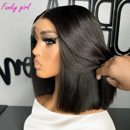 NEW Arrivals 13x4 Straight Lace Frontal Bob Wig 8-14 Inches Pre Plucked 100% Real Human Hair Wigs Brazilian Remy Bone Straight Bob Super Sale