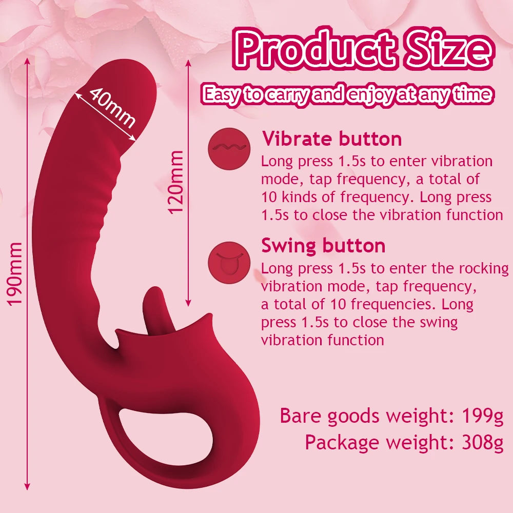 Clitoral Licking G Spot Vibrator Realistic Dildo Clitoralis Stimulator for Women with 10 Licking Vibrating Modes Rechargeable