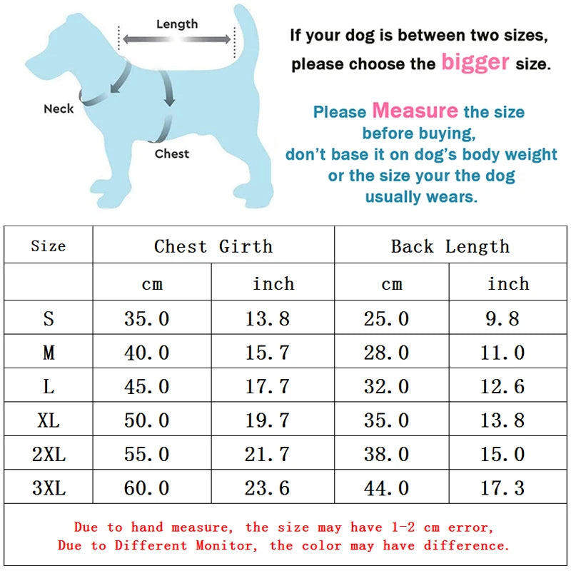 S-3XL Waterproof Dog Jacket for Small Medium Dogs Clothes Puppy Hoodies Coat Chihuahua Overalls Poodle Shih Tzu Jumpsuit Pet Costumes