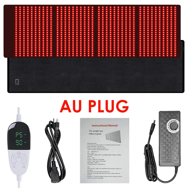 UK/AU/EU/US Plug Red ＆Infrared LED Light Therapy with Remote Control Pad 850nm 660nm Back Pain Relief Waist Heat Pad Full Body Wrap Burn Fat Wrap Slimming Body Healing Treatment Machine Health Care Supplies