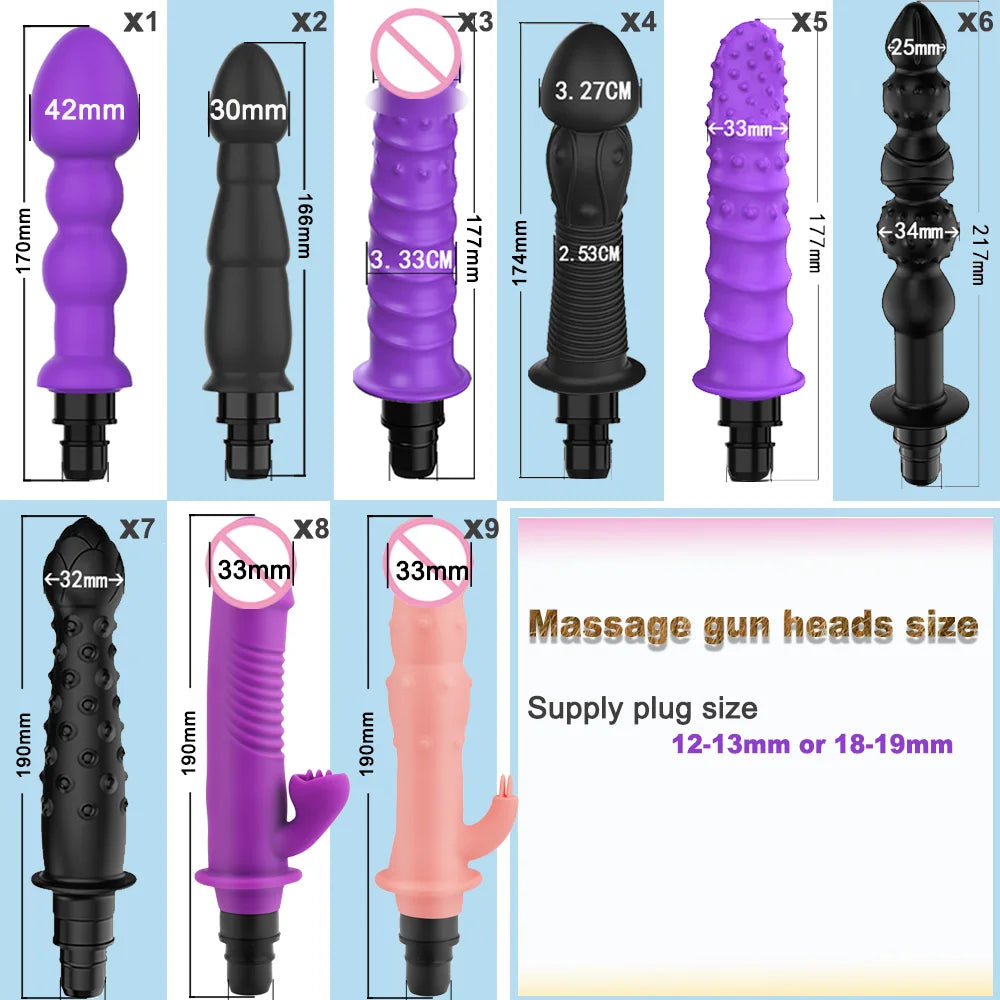 XFOX Adult Massage Gun Head for Women Sex Machine Dildo Dick Vaginal Vibrator Strike Sex Toy Fascial gun Vibrators for Female