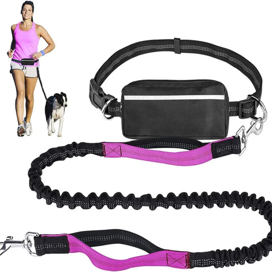 NEW Arrivals 2 in 1 Set Multifunctional Sports Waist Bag Extended Hands Free Leash Adjustable for Dog Outdoor Walking Hiking and Leash Pet Running Leash with Waist Bag Pets Supplies