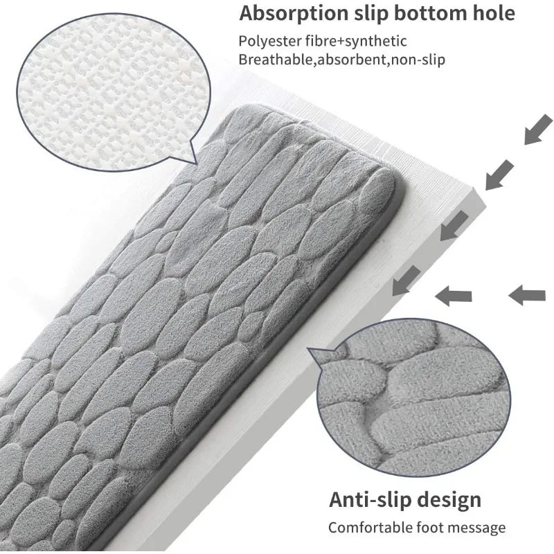 NEW Arrivals 4PCS Set Mat Non-Slip Carpets Cobblestone Embossed Bathroom Bath In Wash Basin Bathtub Side Floor Rug Shower Room Doormat Memory Foam Carpets Bathroom Accessories
