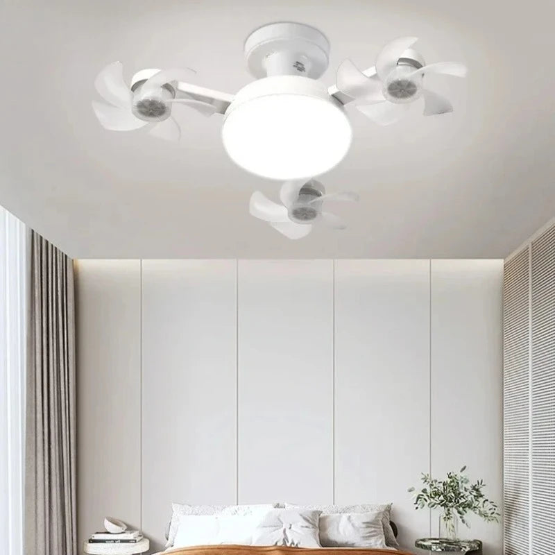 3/4 Heads Remote Control Drone Design Silent Ceiling Fan Light E27 Base Remote Controlled Dimmable 3 Color LED Ceiling Fanlight for Living Room Bedroom Home Hotels Office Air Cooling Supplies