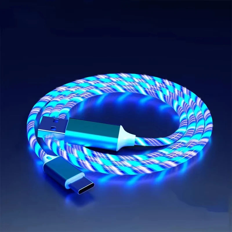 NEW Arrivals Luminous LED Light 5A 1M 2M USB  Type C Fast Charging Cable for iPhone 15 16 Pro Max Xiaomi Samsung OPPO Huawei Mobile Phones Accessories