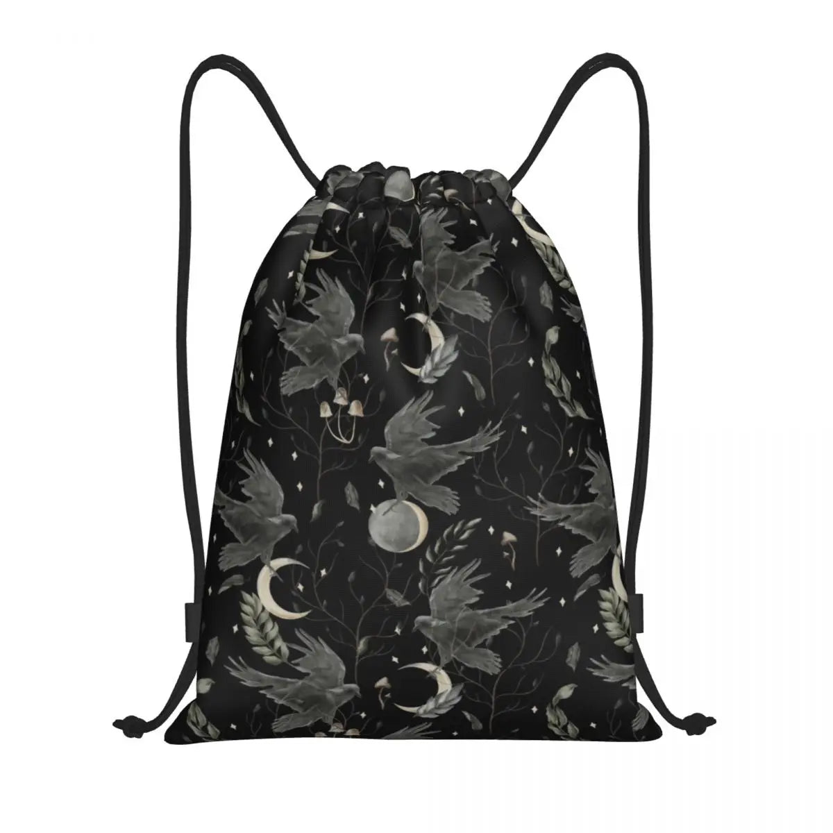 Raven Rage Halloween Gothic Crow Drawstring Backpack Bag for Women Men Halloween Witch Gothic Scary Crow Training Backpack