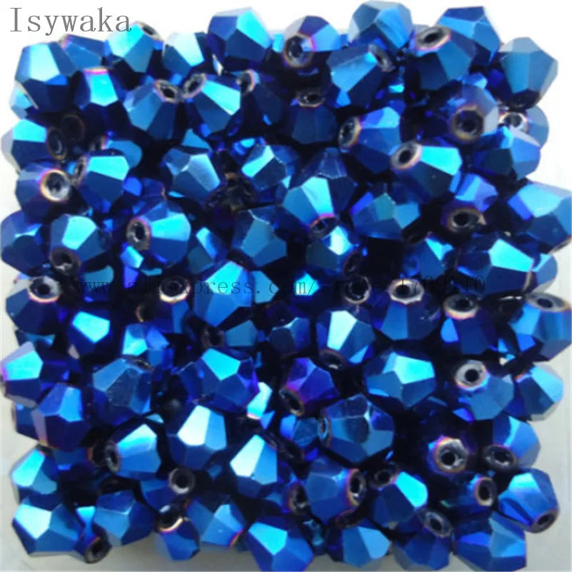 33 Colors 100 PCS Set Blue Multicolor 4mm Bicone Austria Crystal Beads Charm Glass Beads Loose Spacer Bead for DIY Jewelry Making Apparel Accessories Tools Set