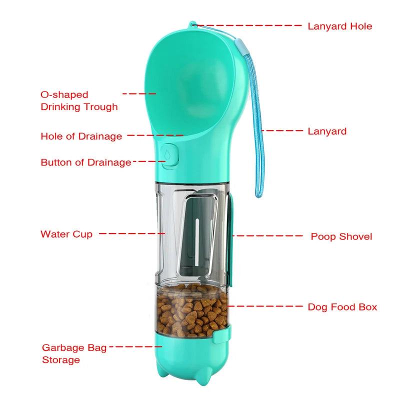 3 In 1 Portable Travel Dog Water Bottle Dogs Multifunction Feeder Drinking Bowl Puppy Kitten Outdoor Food Dispenser Pet Accessories