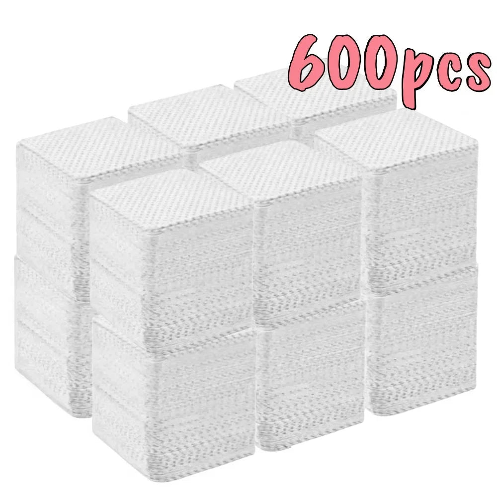 600 PCS Set White/Pink Color  Lint-Free Nail Wipes Gel Cleansing Tissues Aluminum-Free Nail Polish Remover Pads for Nail Beauty Cleaning Care Tools Pedicure Women Nail Care Manicure Supplies